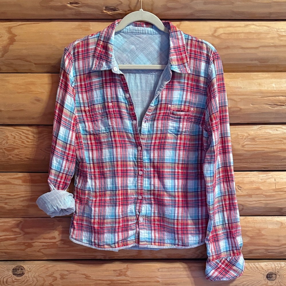 Volcom - Red and Blue Plaid Button-Up Shirt